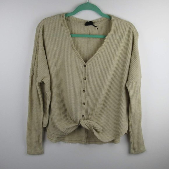 Urban Outfitters Tops - Urban Outfitters Out From Under Waffle Knit Button Up Top sz S
